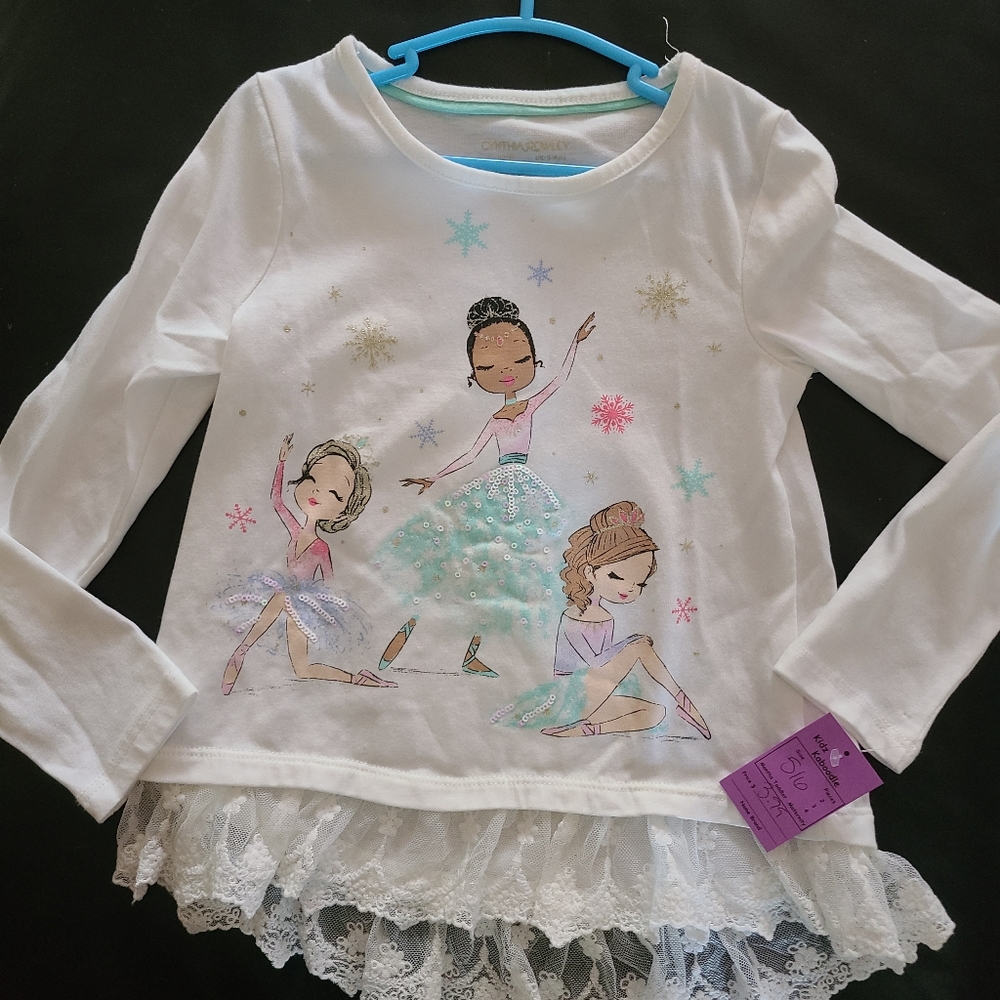 Cynthia Rowley Long Sleeve Ballerina Shirt Size 5/6 girls